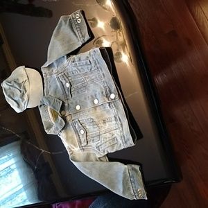 Baby Gap denim jacket and hat